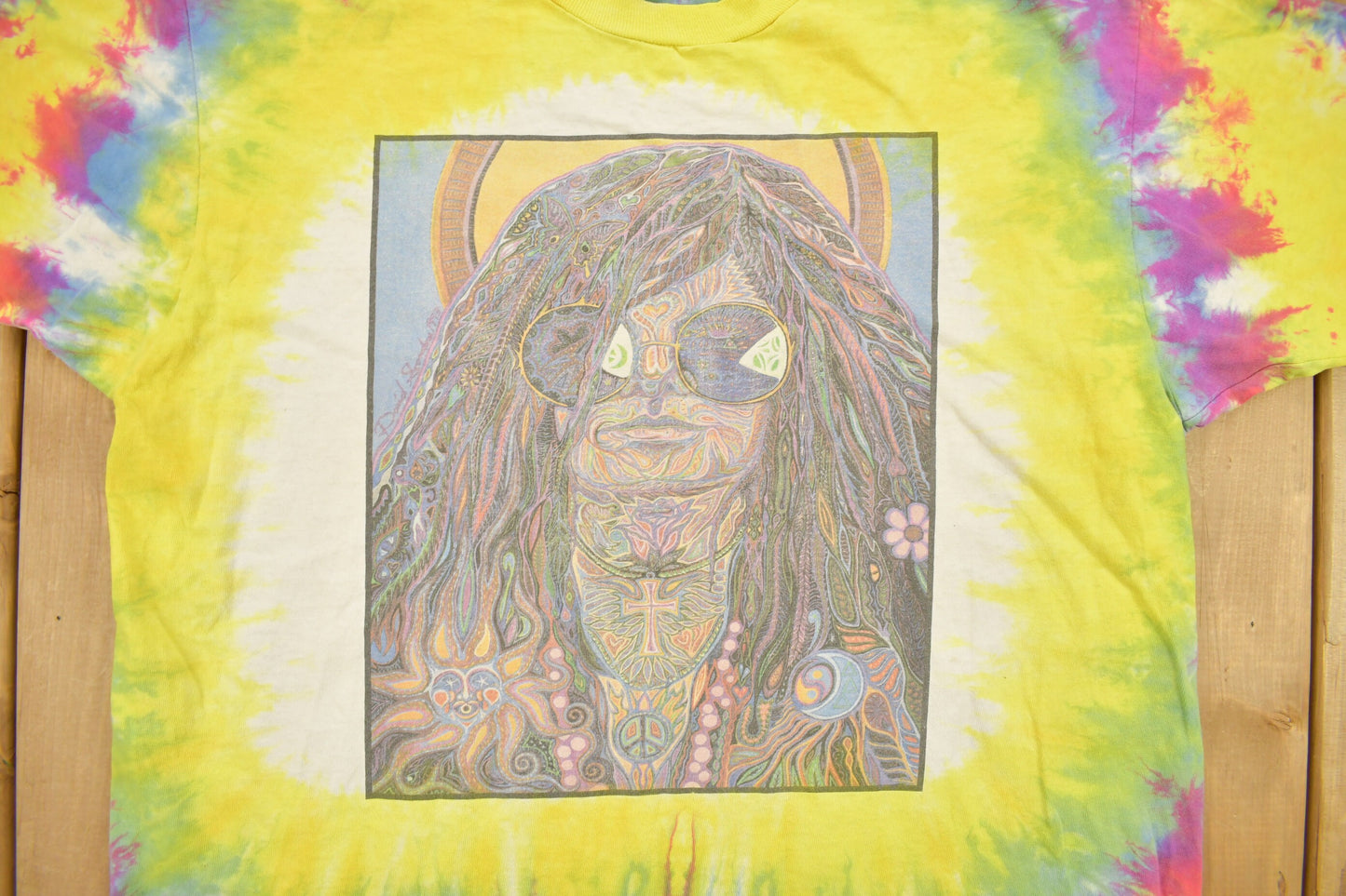 Vintage 1990s Janis Joplin Tie Dye T Shirt / Vintage Psychedelic T Shirt / Streetwear / Graphic Tee / Single Stitch / Made In USA