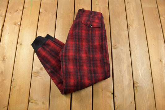 Vintage 1980s Woolrich Red Buffalo Plaid Heavy Pants Size 36 x 30 / Plaid Wool Pants / Outdoorsman / Hunting Pants / Heavy Weight