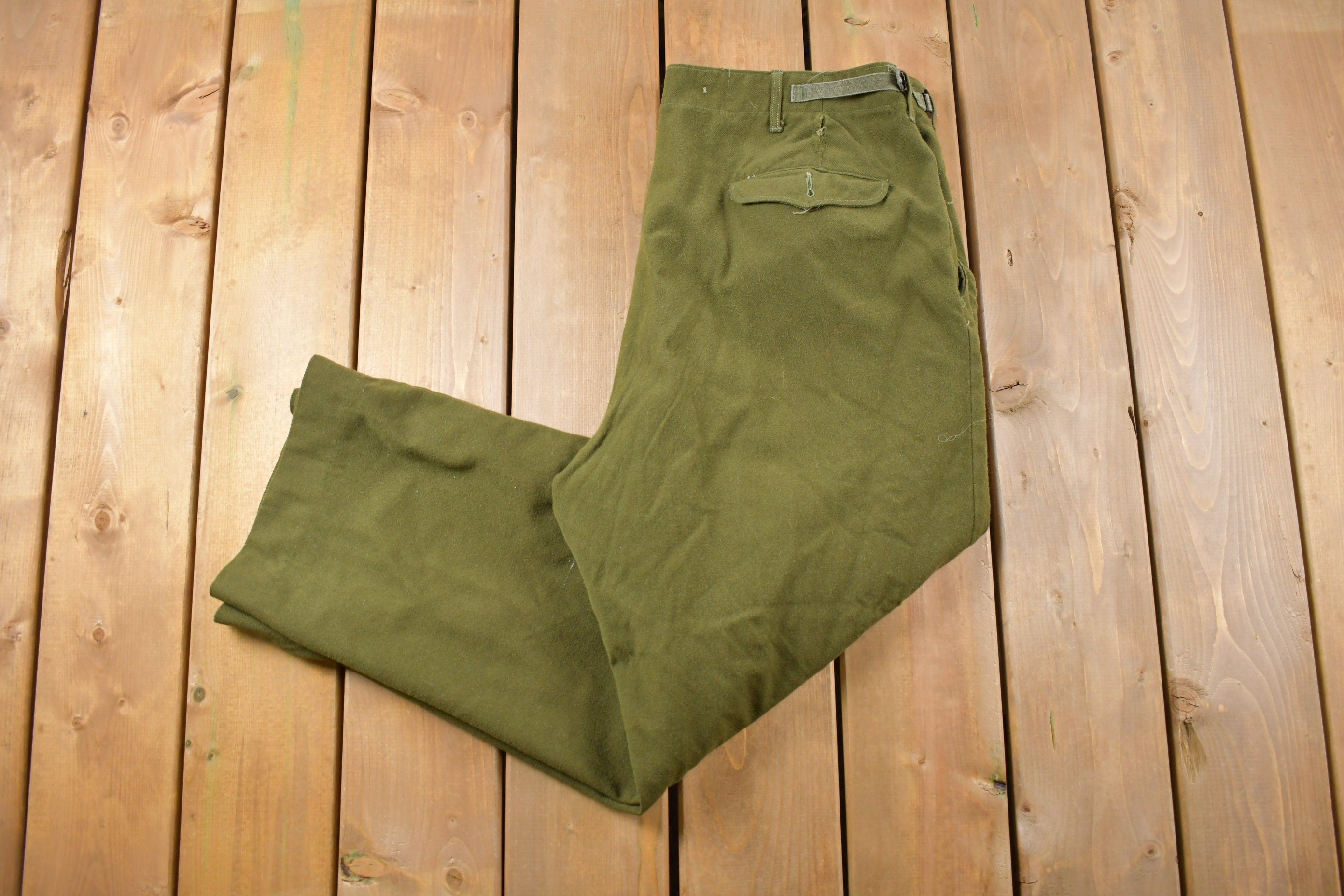 Vintage 1950s US Army Olive Green Cargo Pants Size 38