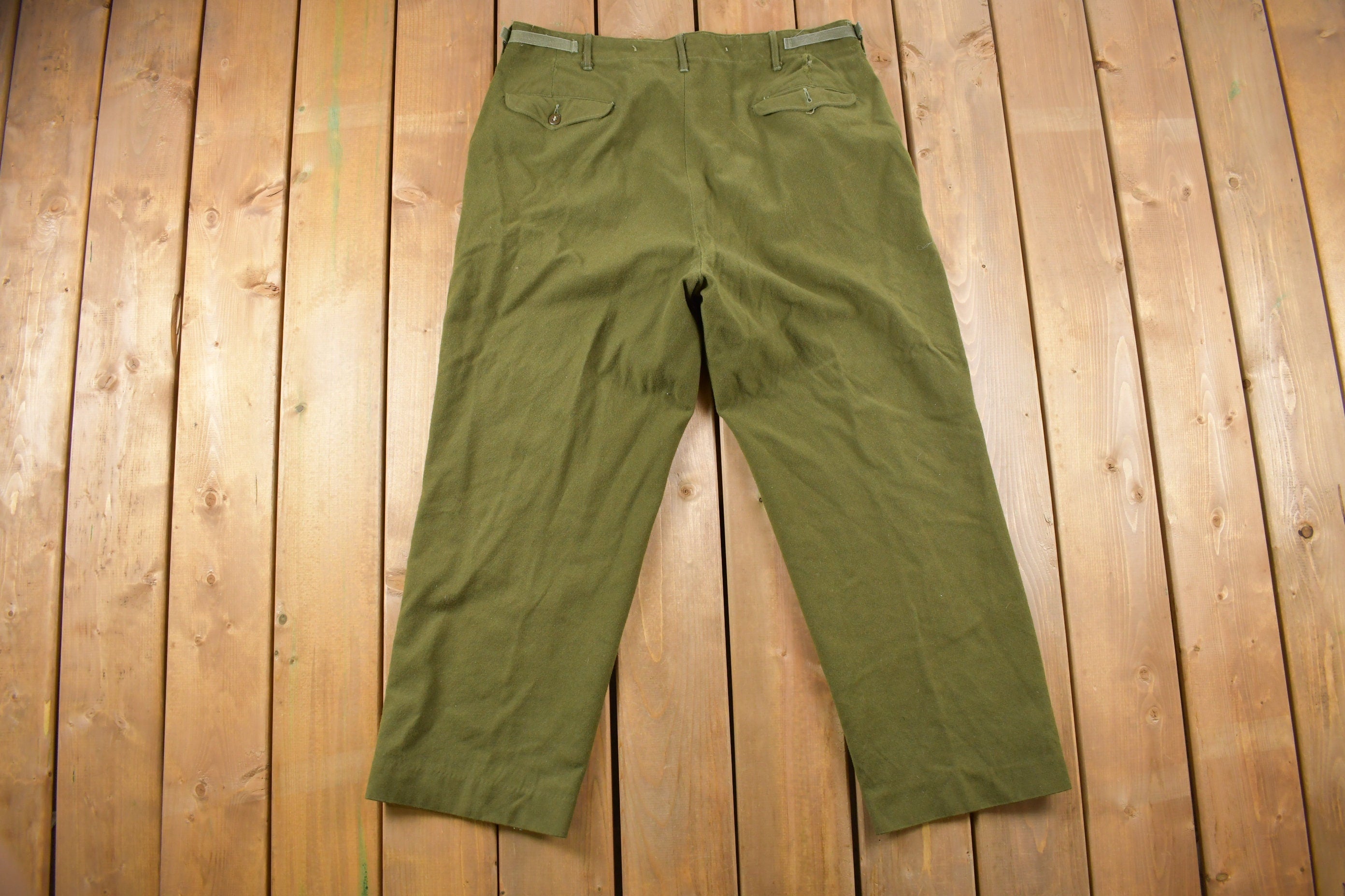 Vintage 1950s US Army Olive Green Cargo Pants Size 38
