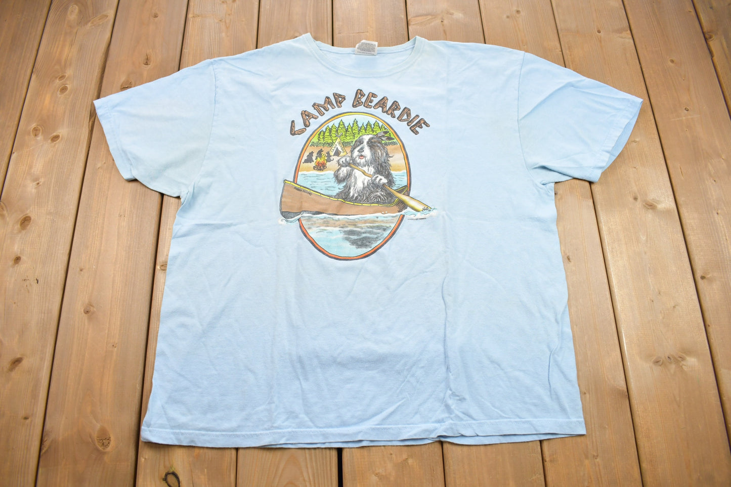 Vintage 2000 Camp Beardie Graphic Souvenir T Shirt / Streetwear / Cute Dog Graphic / Vacation Tee / Travel T Shirt