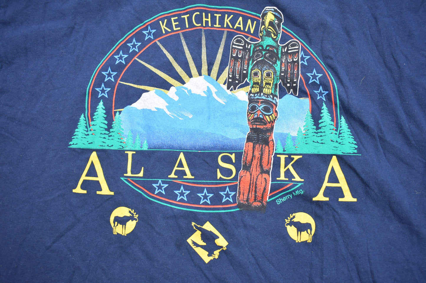 Vintage 1990s Alaska USA Graphic Souvenir T Shirt / Streetwear / Heavy Cotton / Vacation Tee / Travel T Shirt