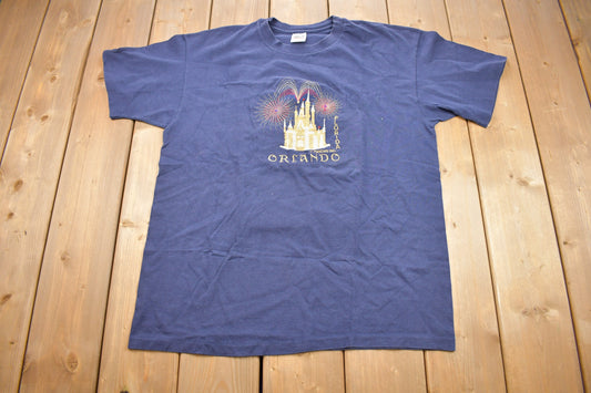 Vintage 1990s Orlando Florida Theme Park Embroidered Souvenir T Shirt / Streetwear / Made In USA / Vacation Tee / Travel T Shirt