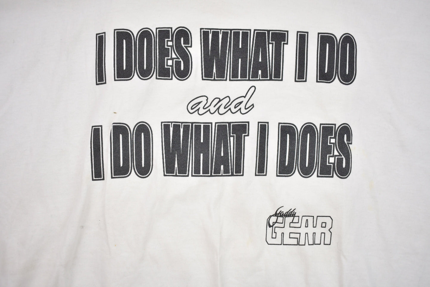 Vintage 1990s Gaddy Gear Big Text Slogan Graphic T Shirt / Vintage T Shirt / Streetwear / Graphic Tee / White Tee