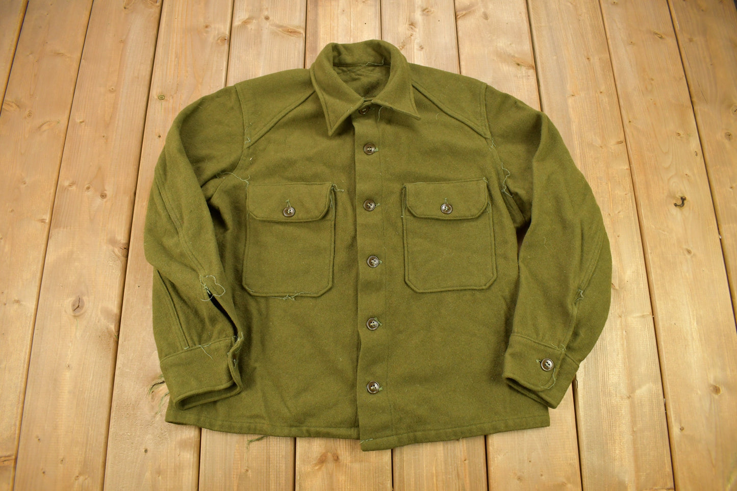 Vintage 1940s WW2 American Wool Button Up Infantry Shirt / Military / Militaria / Army Souvenir / True Vintage / Wool Shirt