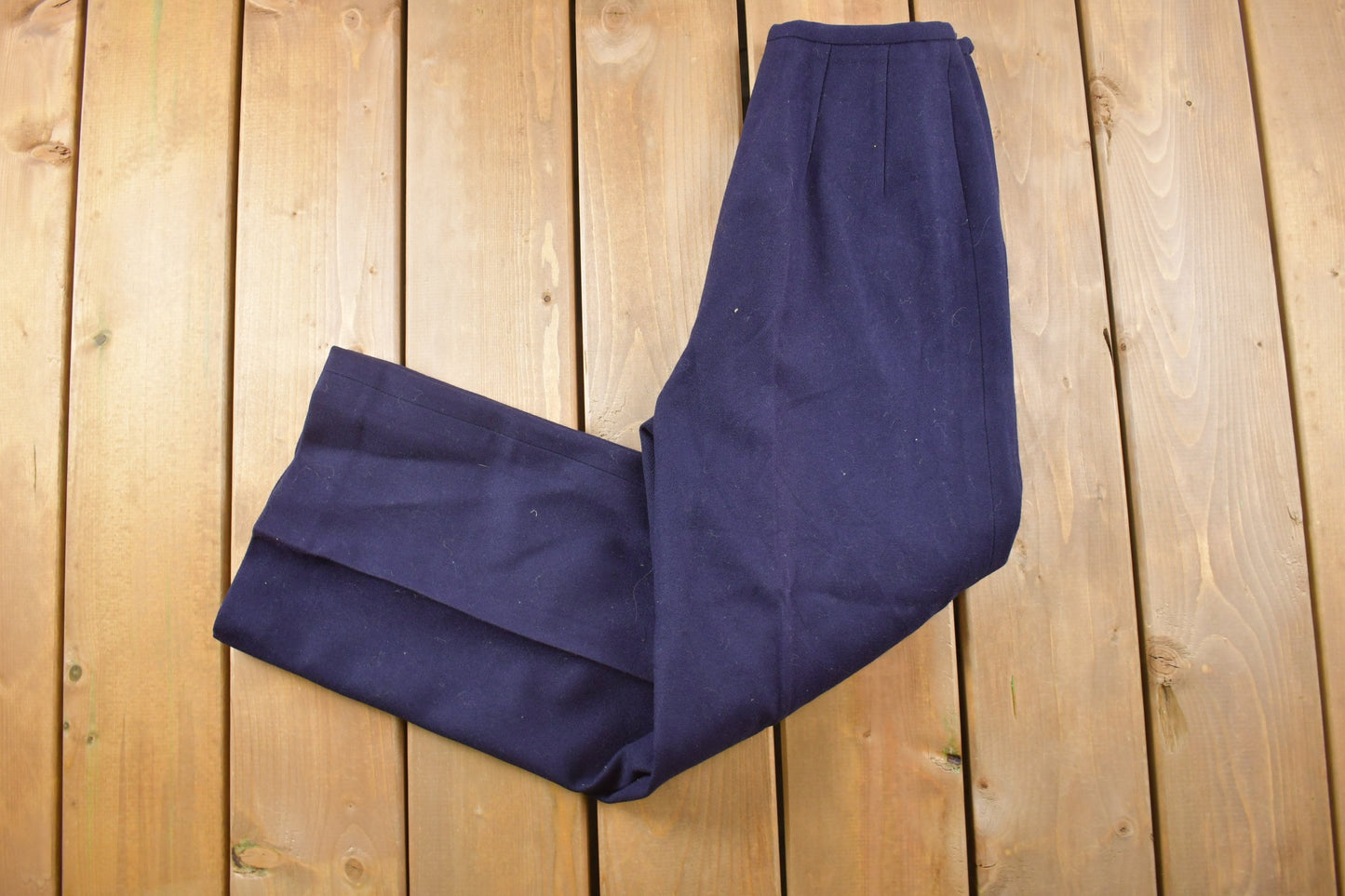 Vintage 1980s Wool Navy Blue Trousers Size 24 x 27 / True Vintage / Bottoms / Vintage Pants / Retro Style / Made in USA