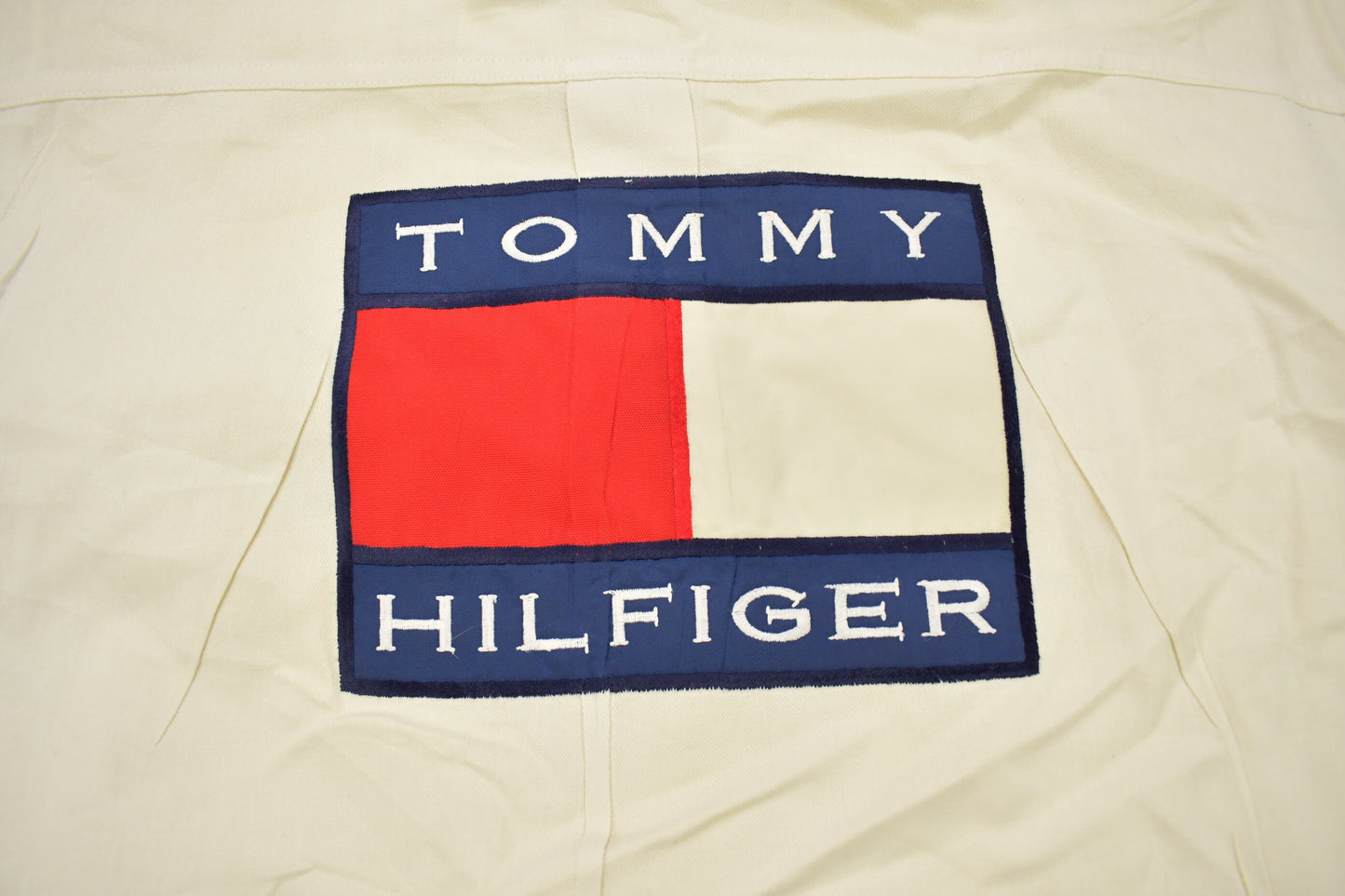 Vintage 1990s Tommy Hilfiger Embroidered Flag Patch Button Up Shirt / 1990s Button Up / Vintage Tommy / Made In USA / 90s Style