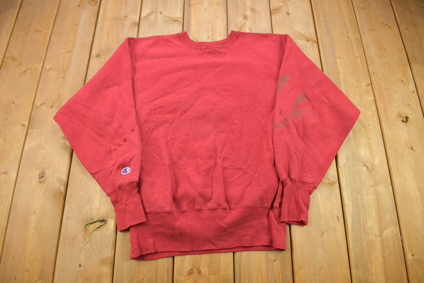 Vintage 1990s Red Champion Reverse Weave Crewneck / Embroidered / Vintage Champion / Streetwear / Made In USA / Sportswear