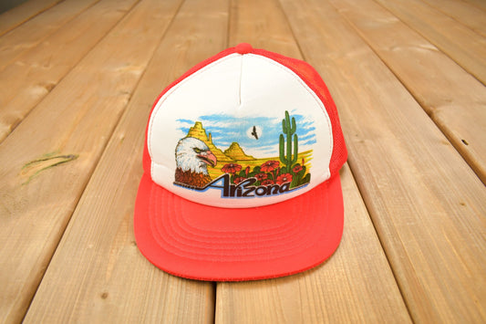 Vintage 1980s Arizona Desert Theme Trucker Hat / OSFA / 80s Mesh Trucker Hat / Vintage Snap Back / Souvenir Cap / Summer Hat