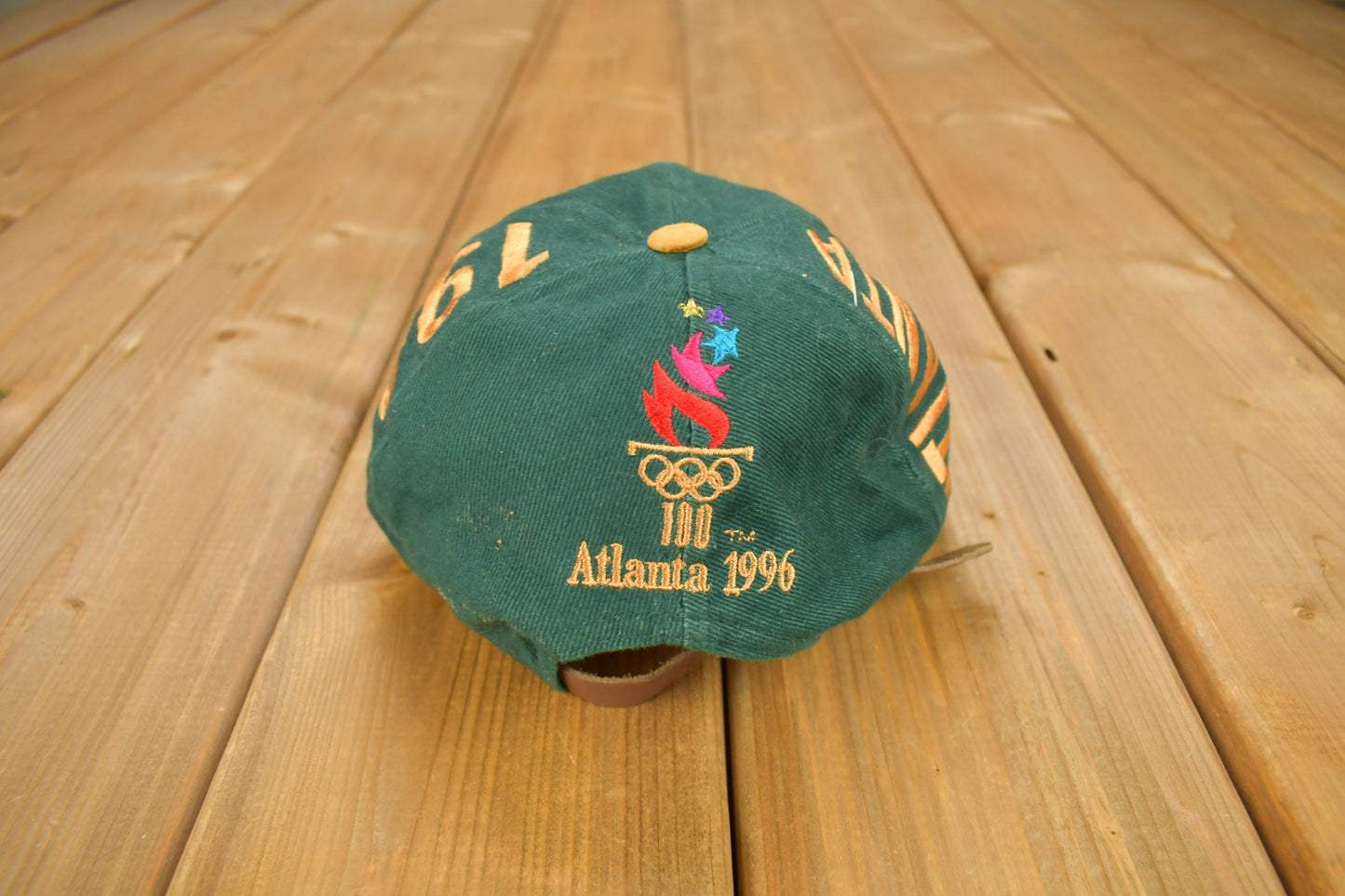 Vintage 1996 Atlanta Olympics 6 Panel Strap Back Hat / OSFA / 90s Snap Back / Vintage Hat / Embroidered / Paisley Brim