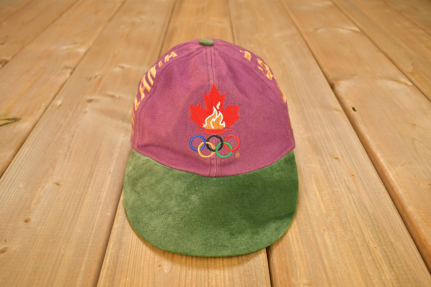 Vintage 1996 Atlanta Olympics 6 Panel Purple Strap Back Hat / OSFA / 90s Snap Back / Vintage Hat / Embroidered / Paisley Brim