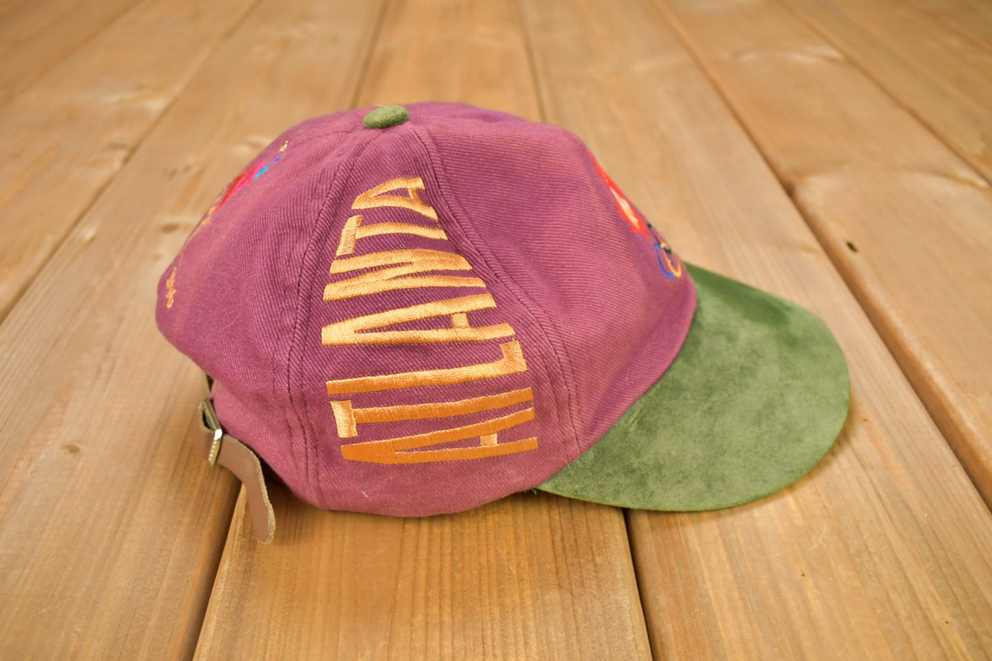 Vintage 1996 Atlanta Olympics 6 Panel Purple Strap Back Hat / OSFA / 90s Snap Back / Vintage Hat / Embroidered / Paisley Brim