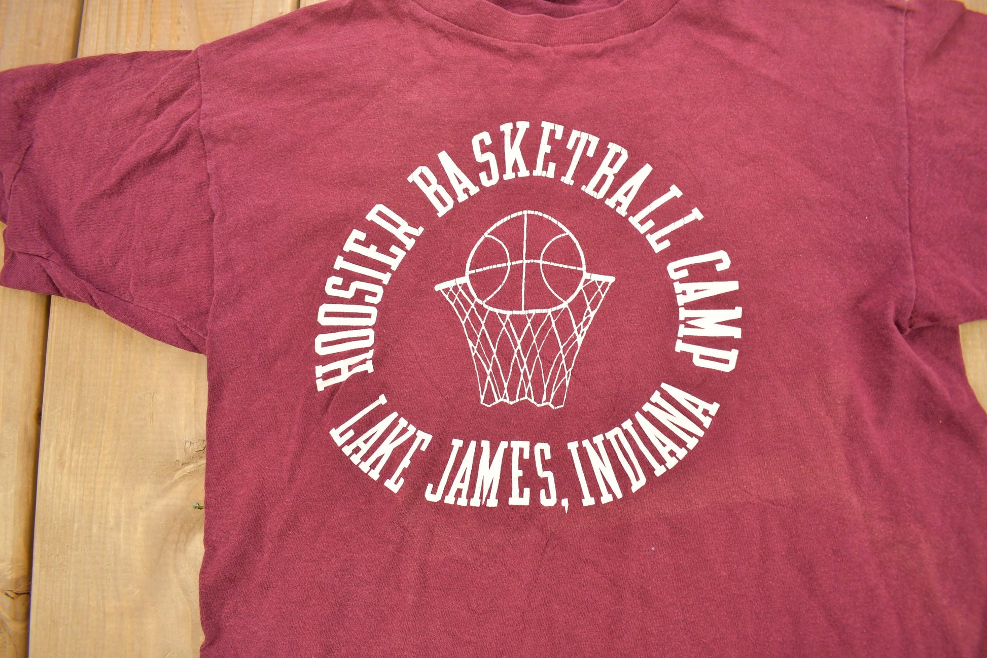 Vintage 1970s Hoosier Basketball Camp Lake James Indiana Graphic Champion T Shirt
