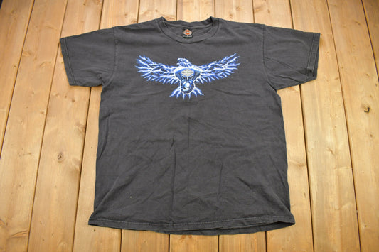 Vintage 2002 Buffalo Harley Davidson New York Graphic T-Shirt / Made In USA / Biker Tee / Souvenir T Shirt / Electric Eagle Graphic