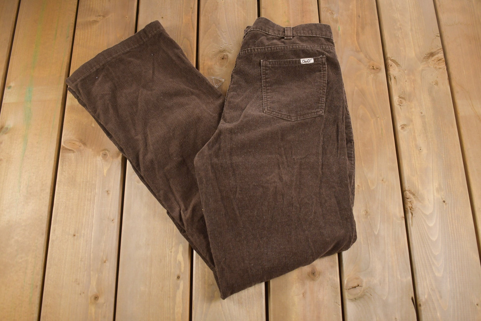 Vintage 1970s GWG Brown Corduroy Trousers Size 33 x 33