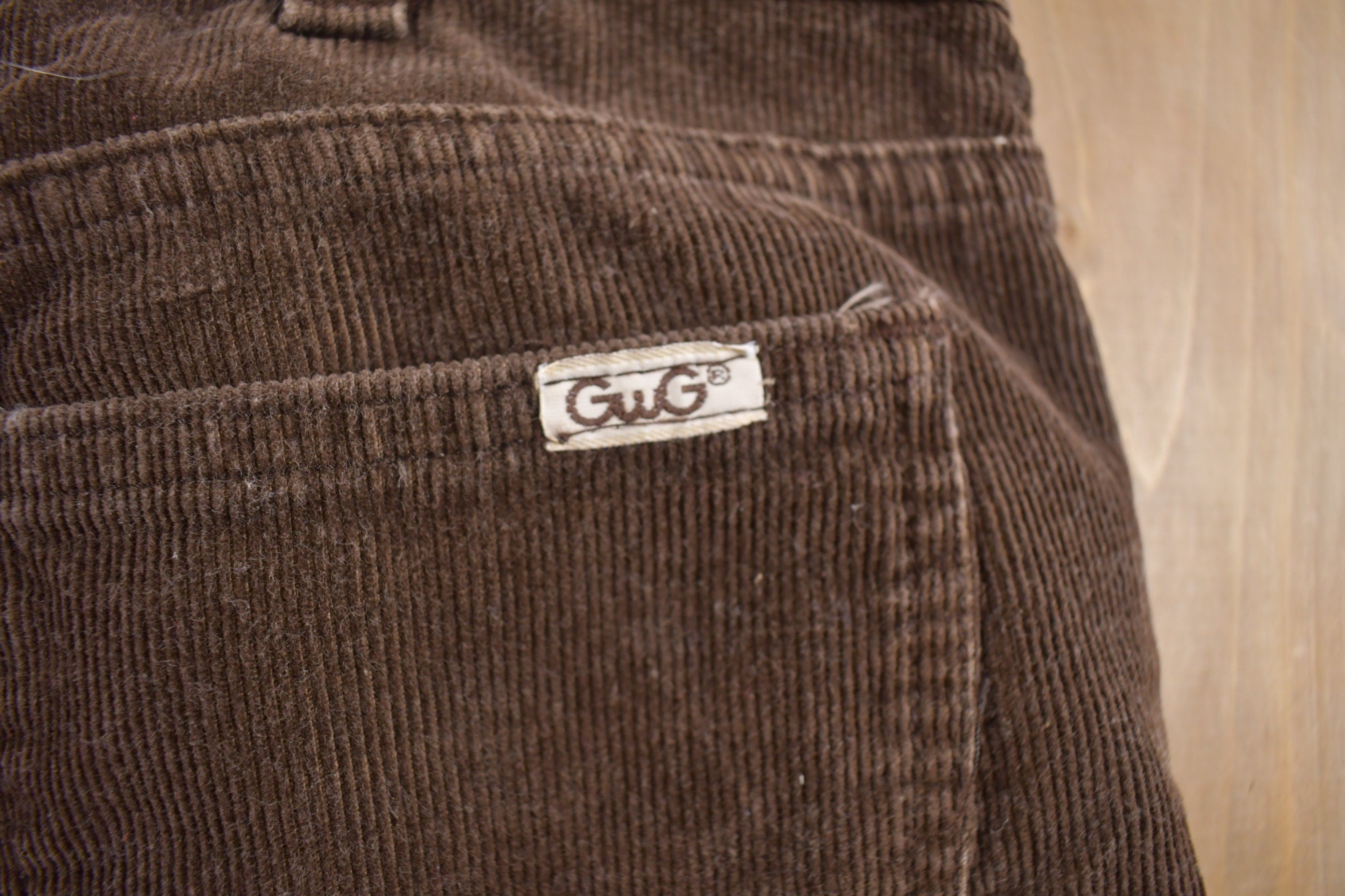 Vintage 1970s GWG Brown Corduroy Trousers Size 33 x 33