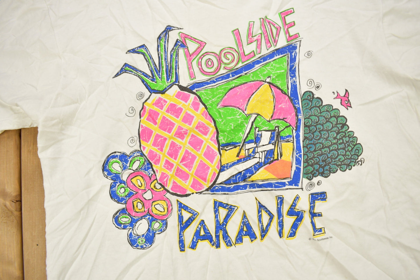 Vintage 1990s Poolside Paradise Graphic T Shirt / Vintage T Shirt / Streetwear / Graphic Tee / Single Stitch / Made In USA