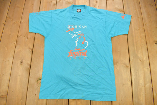 Vintage 1990 Michigan Festival Graphic T Shirt / Vintage T Shirt / Streetwear / Graphic Tee / Single Stitch / Made In USA