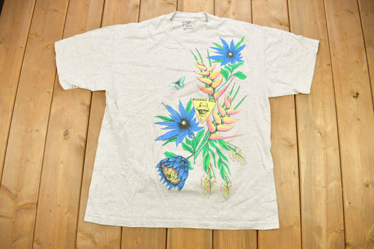 Vintage 1990s Panama Jack Tropical Flower Graphic T-Shirt / Streetwear / Made In USA / Vacation Tee / Travel & Tourism / Single Stitch