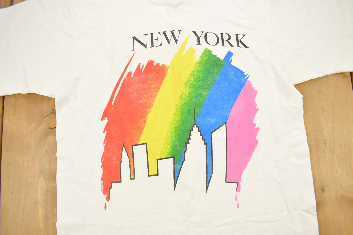 Vintage 1987 New York Rainbow Theme Souvenir T Shirt / Streetwear / Made In USA / Vacation Tee / Travel T Shirt / Single Stitch