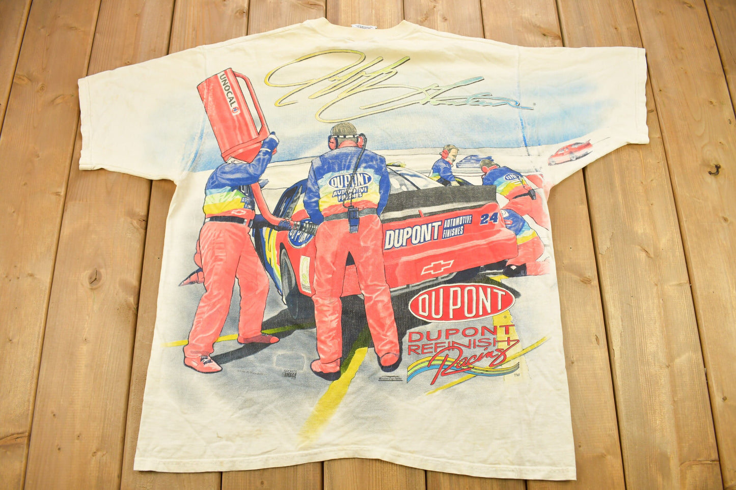 Vintage 1997 Jeff Gordon All Over Print NASCAR Racing T-Shirt / Single Stitch / Racing Tee  / Made In USA / 90s Streetwear /