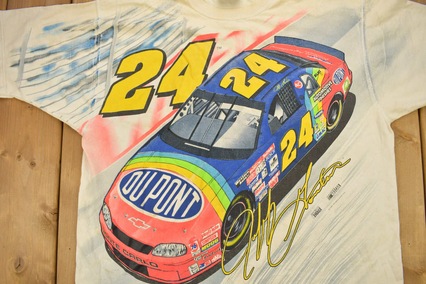 Vintage 1997 Jeff Gordon All Over Print NASCAR Racing T-Shirt / Single Stitch / Racing Tee  / Made In USA / 90s Streetwear /