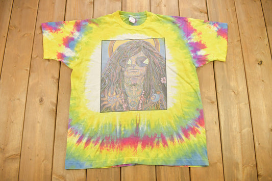 Vintage 1990s Janis Joplin Tie Dye T Shirt / Vintage Psychedelic T Shirt / Streetwear / Graphic Tee / Single Stitch / Made In USA