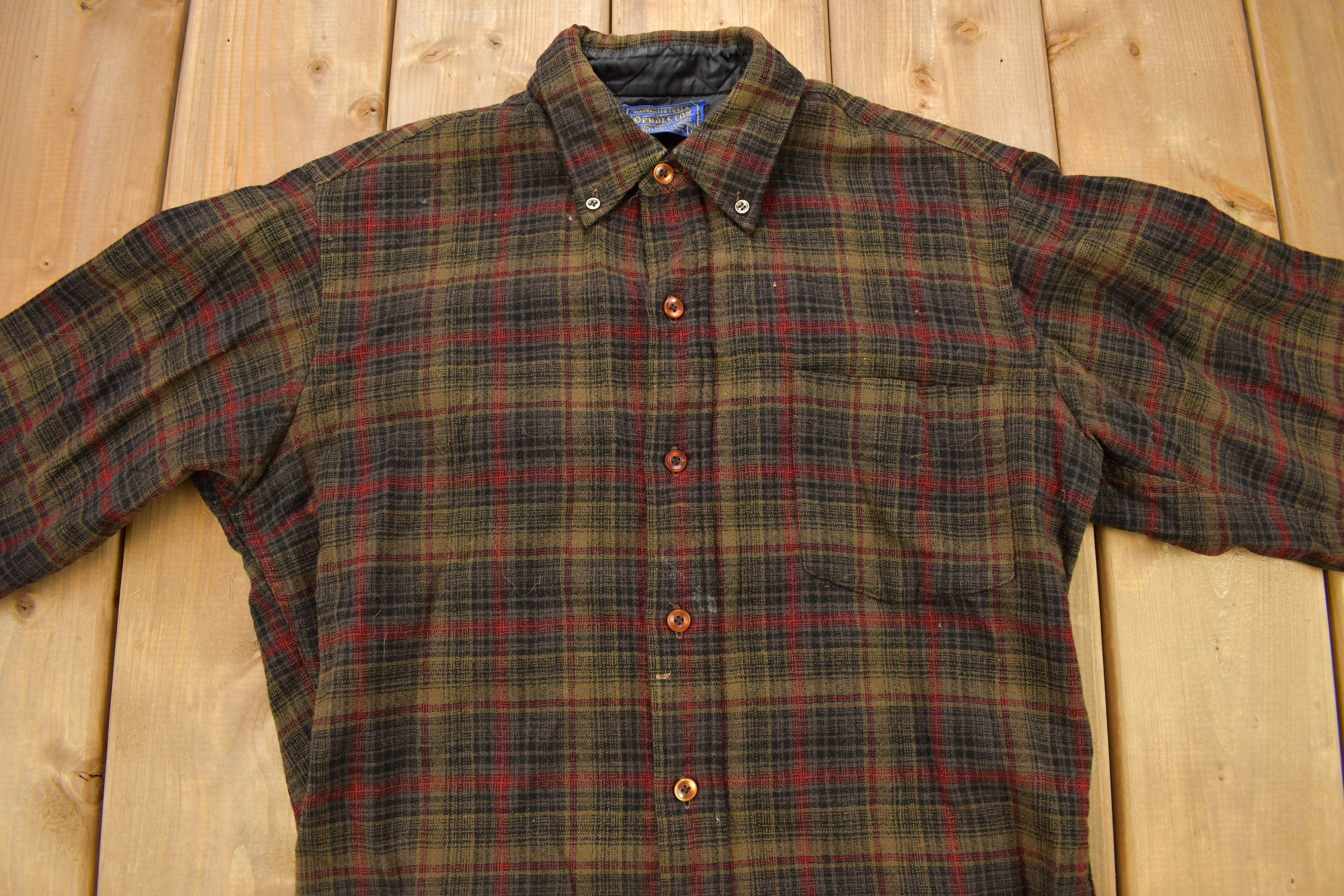 Vintage 1950s Pendleton Plaid Button Up Women's Shirt