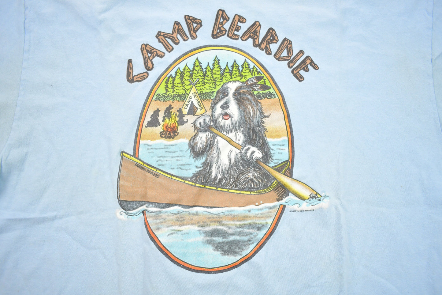 Vintage 2000 Camp Beardie Graphic Souvenir T Shirt / Streetwear / Cute Dog Graphic / Vacation Tee / Travel T Shirt