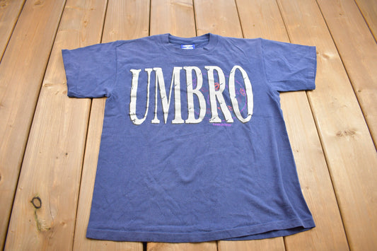 Vintage 1990s Youth Sized Umbro Logo Graphic T Shirt / Vintage T Shirt / Streetwear / Rare Vintage / Single Stitch / Made In USA