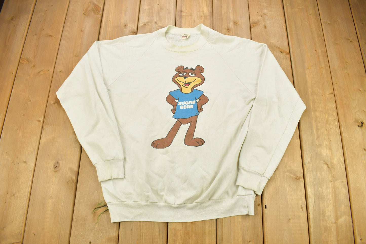 Vintage 1970s Sugar Crisp Promo Sugar Bear Graphic Raglan Crewneck Sweatshirt