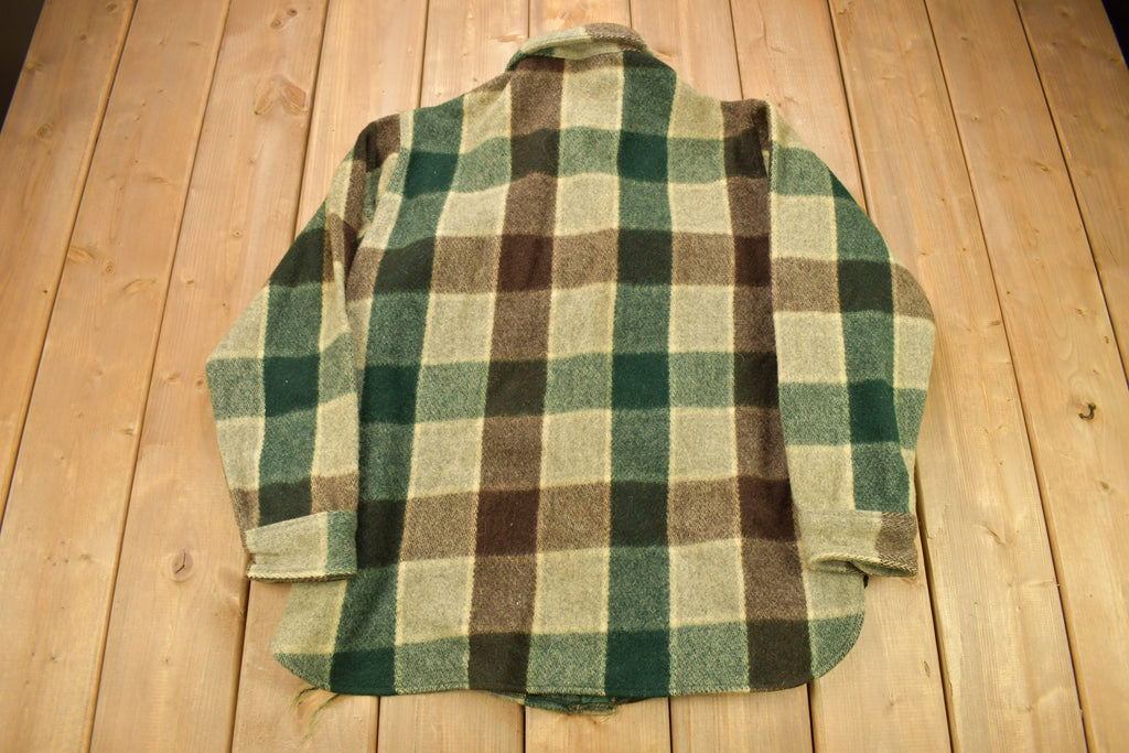 Vintage 1980s Woolrich Green Plaid Wool Shacket