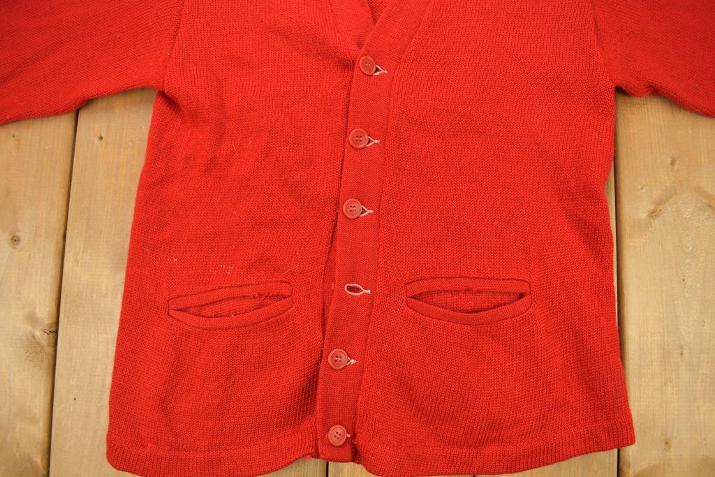 Vintage 1950s Blank Red Cardigan Sweater