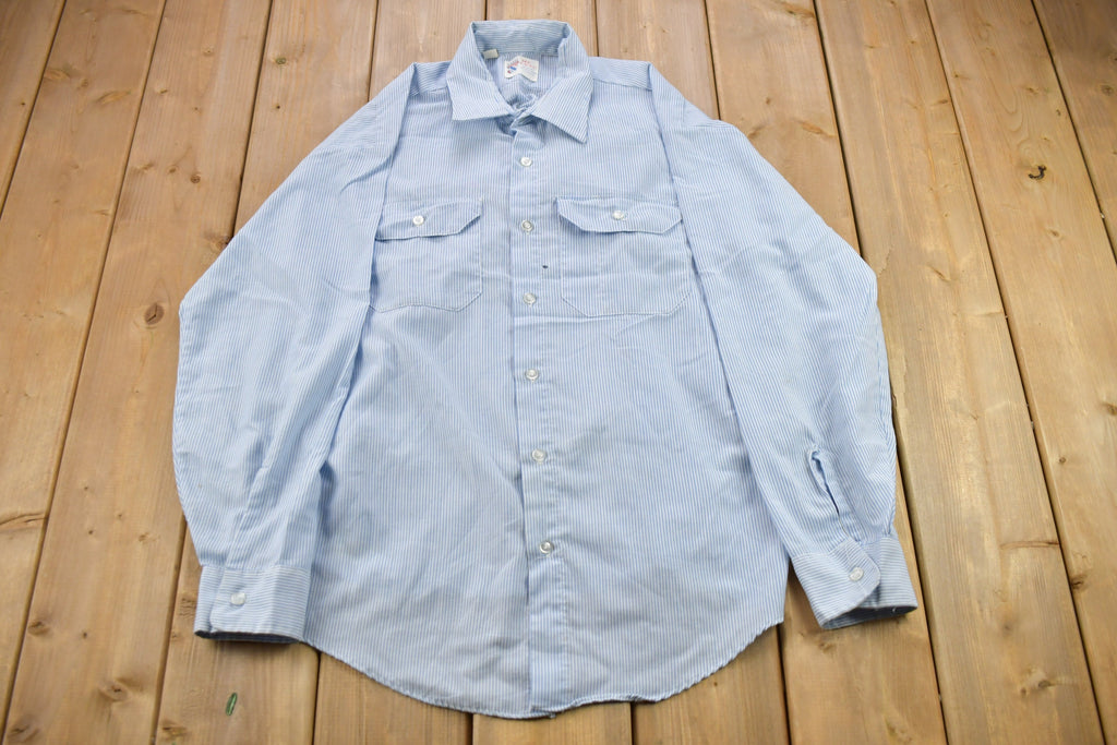 Vintage 1980s Red Kap Mr Exec Pin Striped Button Up Shirt