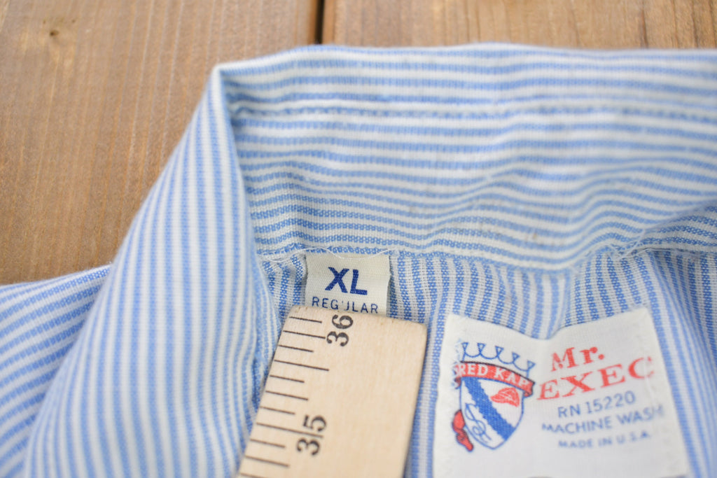 Vintage 1980s Red Kap Mr Exec Pin Striped Button Up Shirt