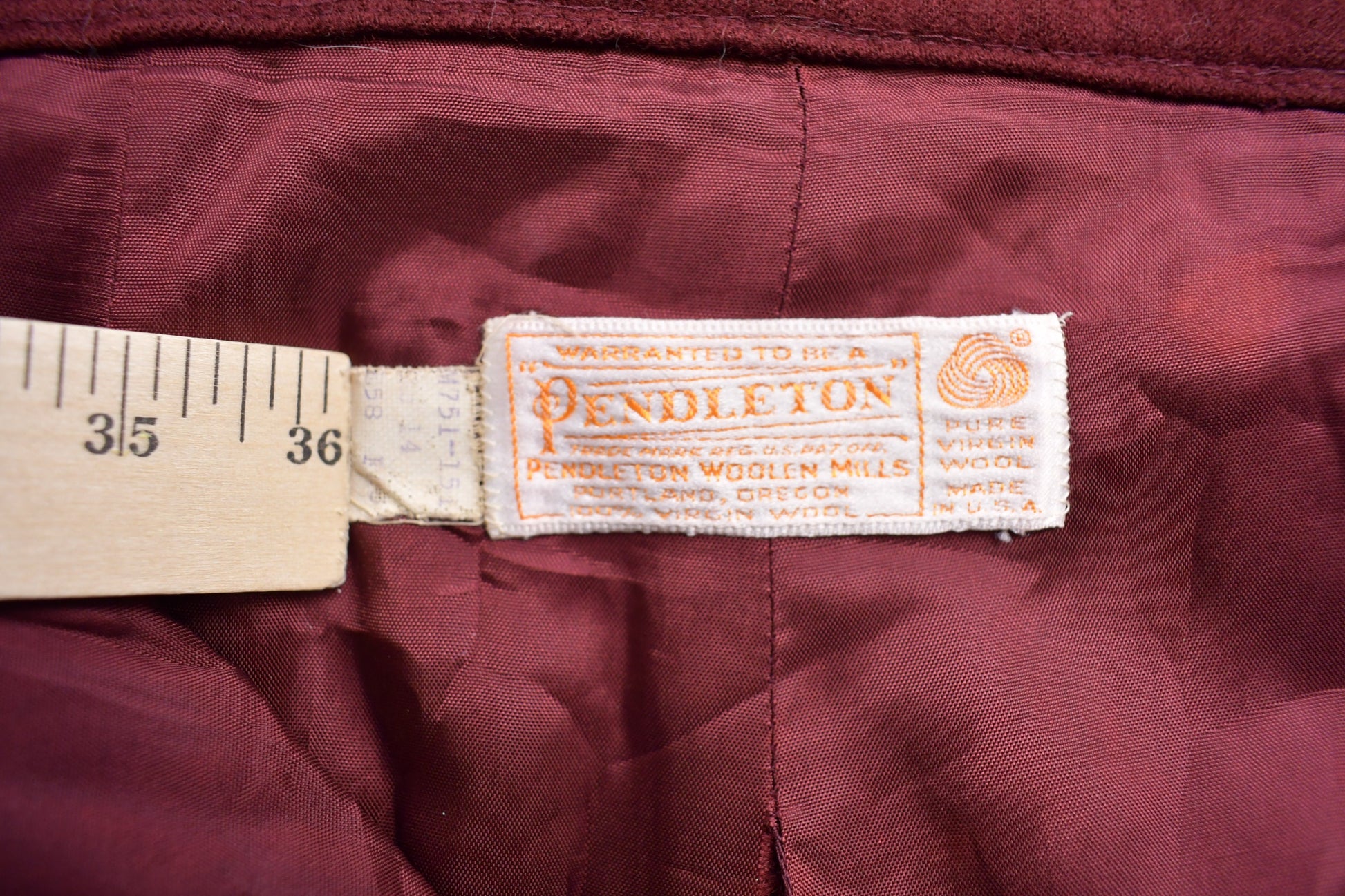 Vintage 1950s Pendleton 100% Virgin Wool Red Trousers Size 28 x 30