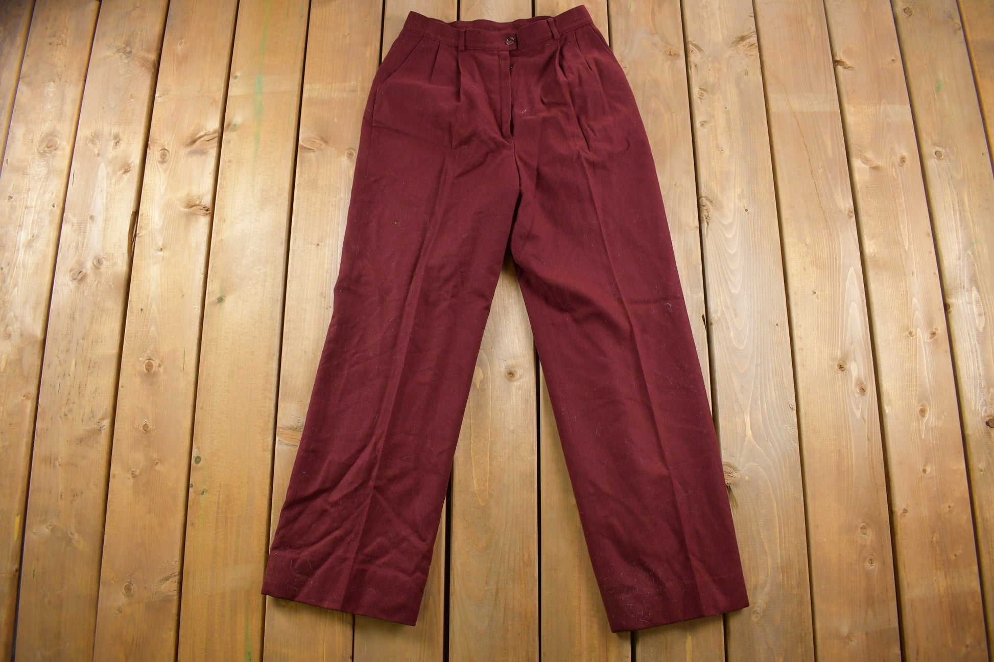 Vintage 1950s Pendleton 100% Virgin Wool Red Trousers Size 28 x 30