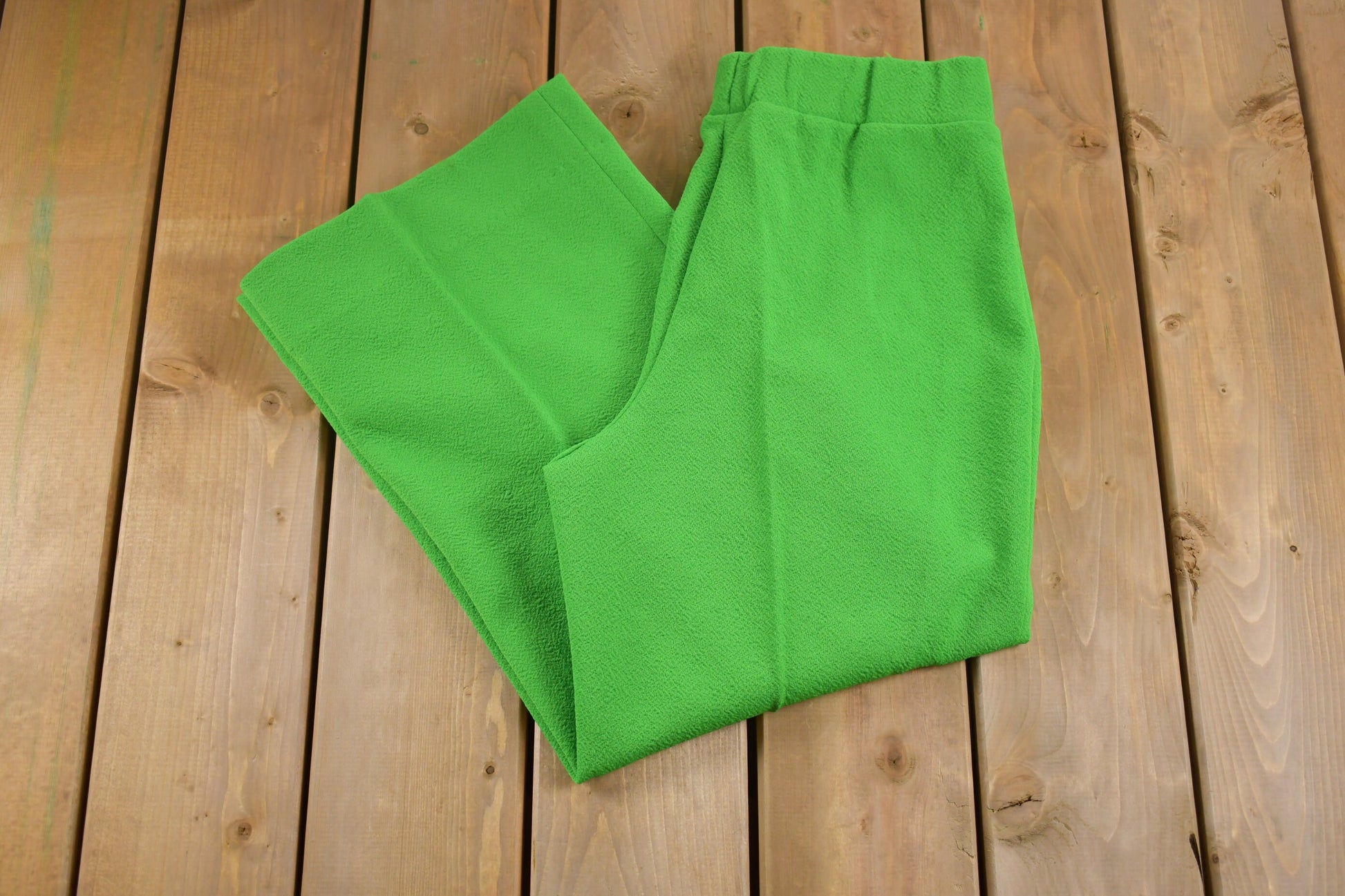 Vintage 1970s Jan Celeste Green Pleated Trousers Size 30 x 25