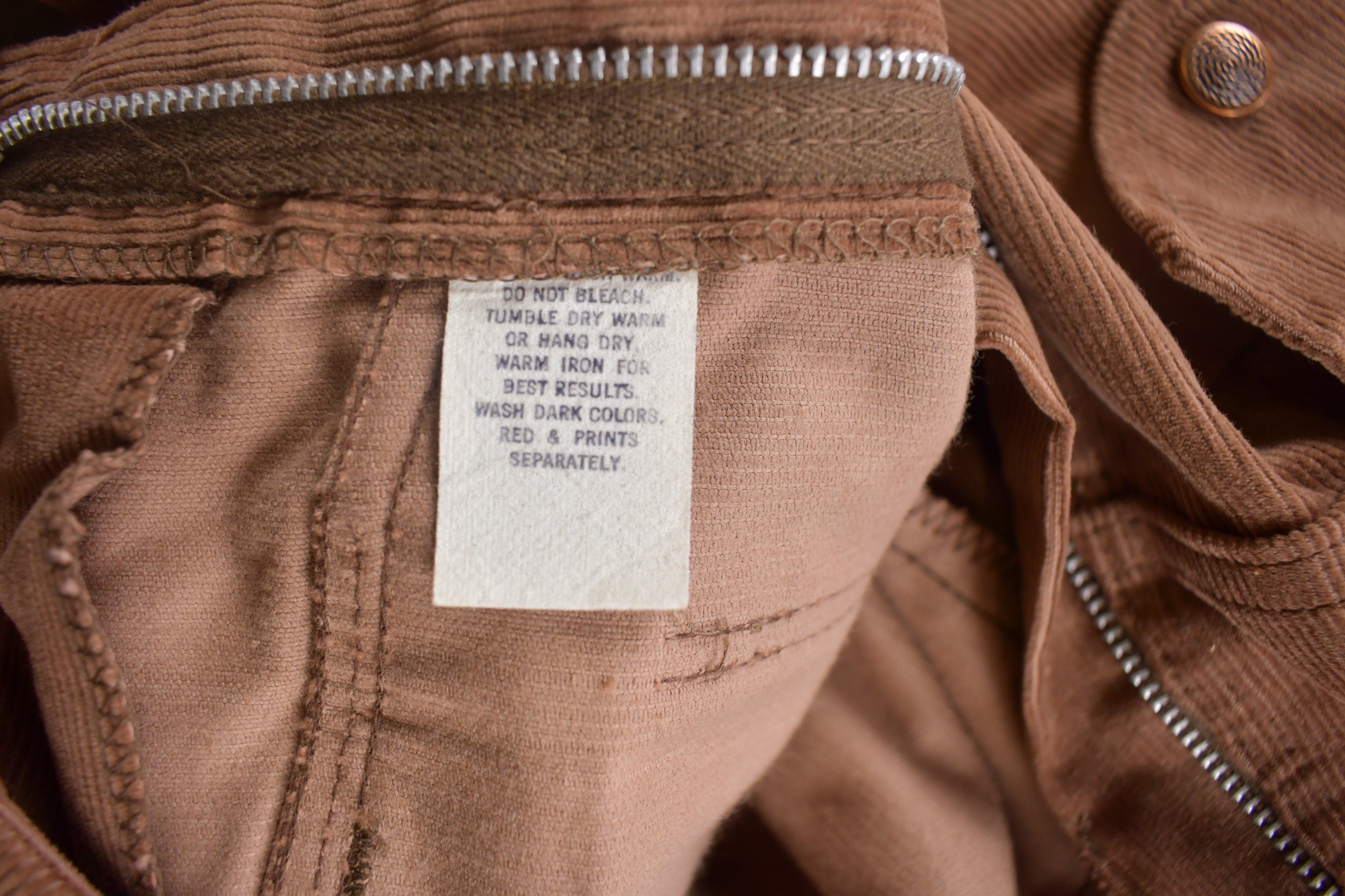 Vintage 1970s Deadstock Brown Corduroy Flare Pants Size 28 x 30