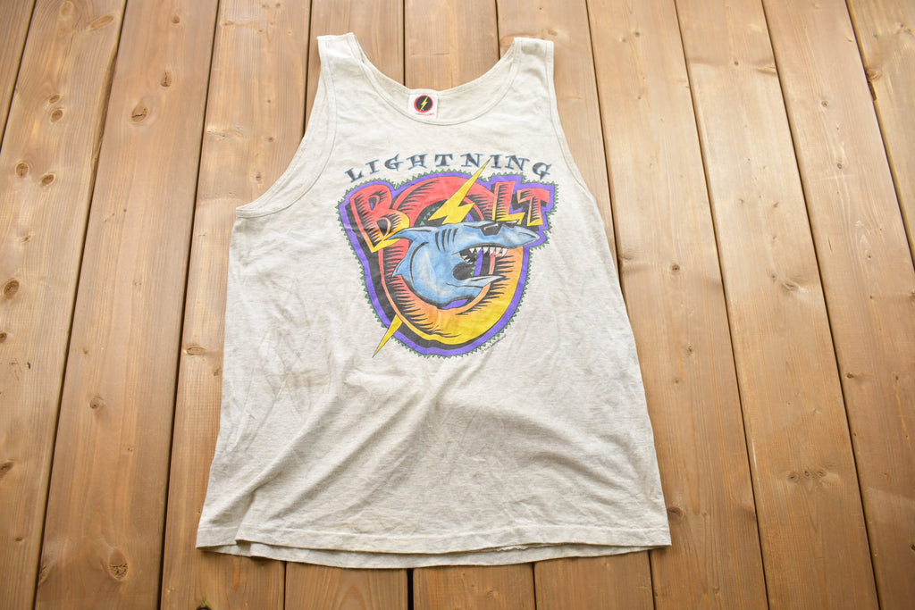 Vintage 1990s Lightning Bolt Shark Graphic Tank Top
