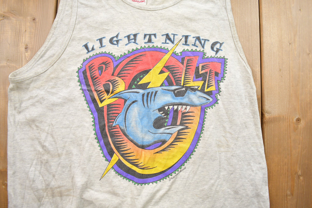 Vintage 1990s Lightning Bolt Shark Graphic Tank Top