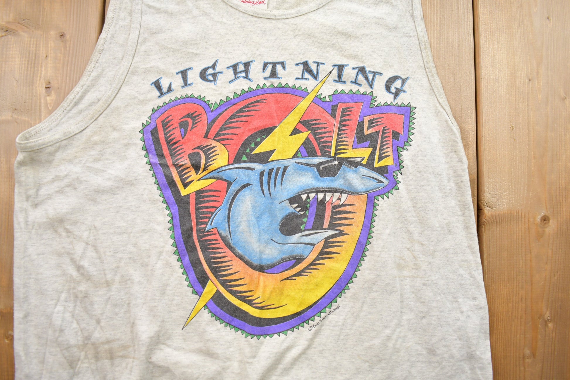 Vintage 1990s Lightning Bolt Shark Graphic Tank Top