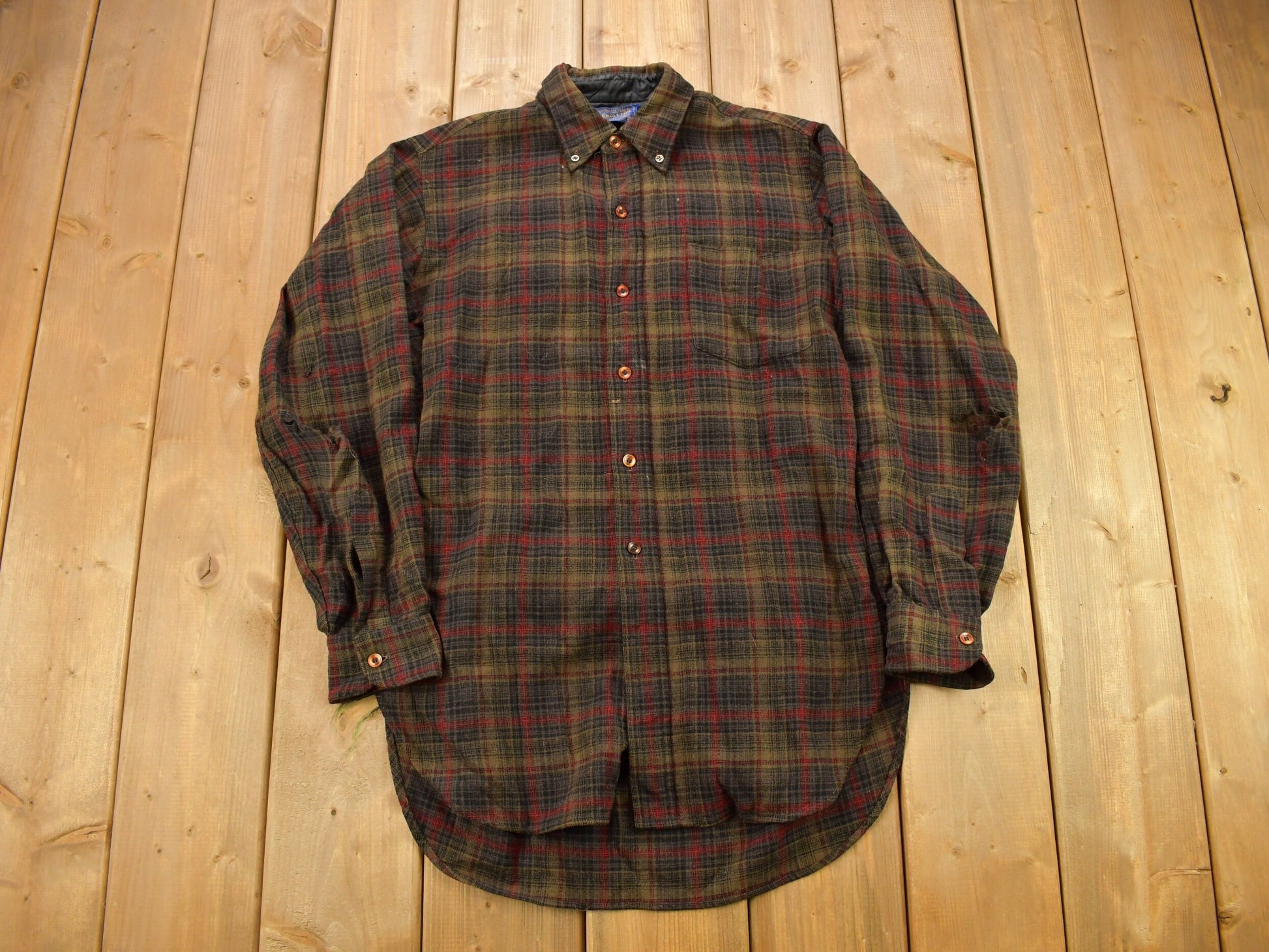 Vintage 1950s Pendleton Plaid Button Up Women's Shirt