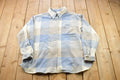 Vintage 1990s Light Blue Plaid Flannel Button Up Shirt