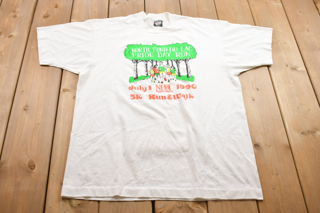 Vintage 1990 North Fond Du Lac Pride Day Run Graphic T-Shirt