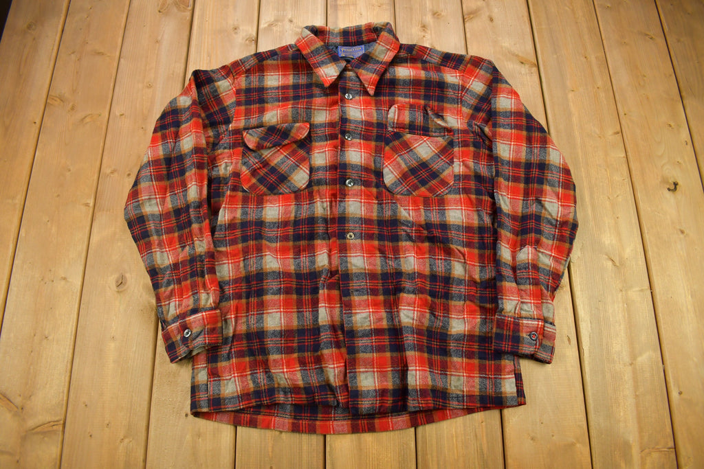 Vintage 1960s Pendleton Plaid Button Up Board Shirt