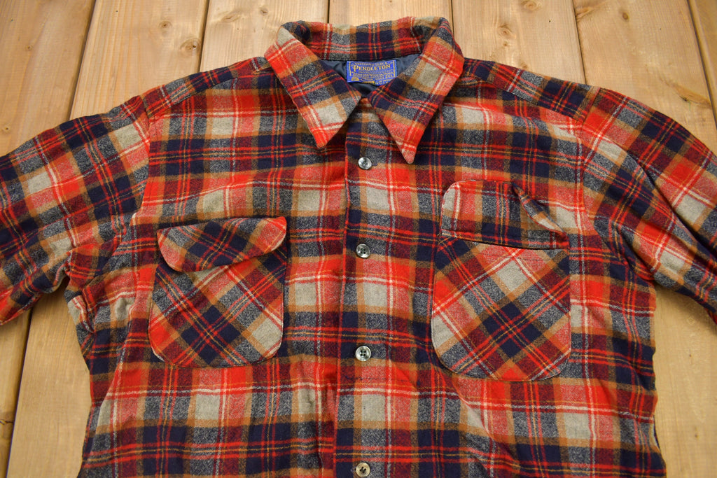 Vintage 1960s Pendleton Plaid Button Up Board Shirt