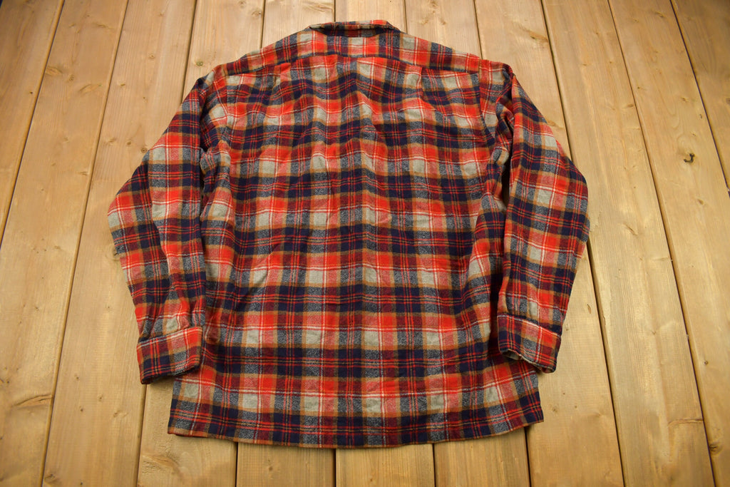 Vintage 1960s Pendleton Plaid Button Up Board Shirt