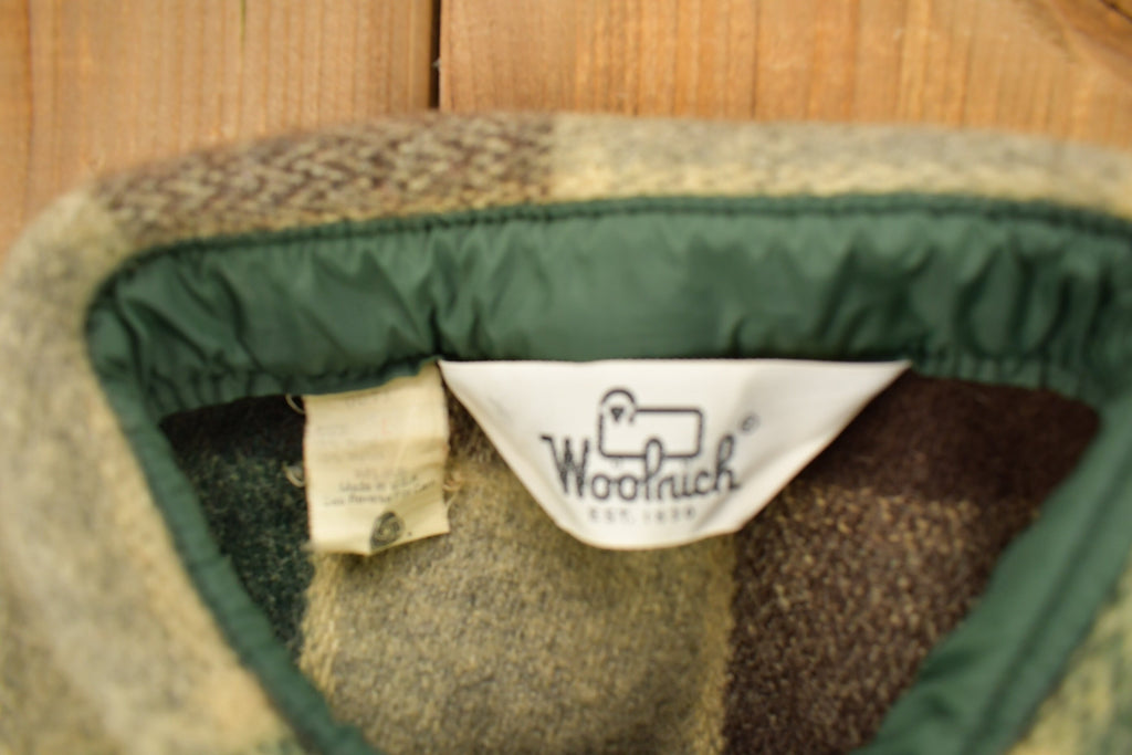 Vintage 1980s Woolrich Green Plaid Wool Shacket