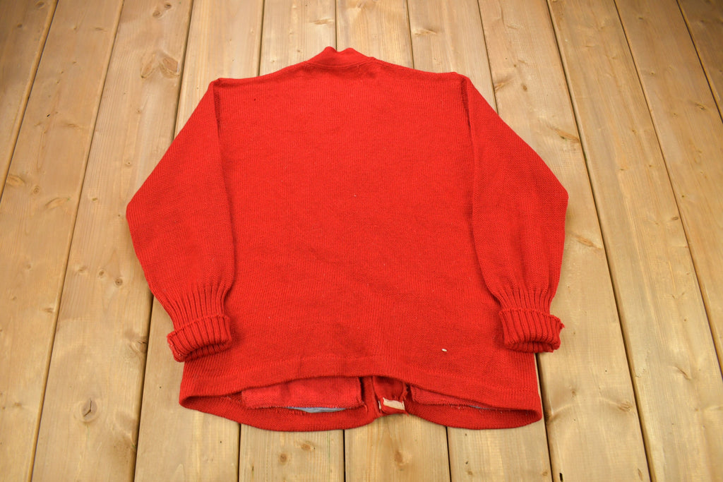 Vintage 1950s Blank Red Cardigan Sweater